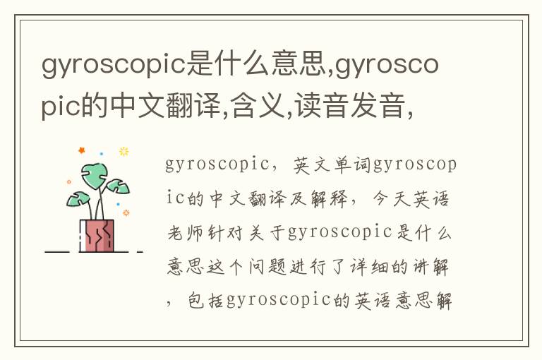 gyroscopic是什么意思,gyroscopic的中文翻译,含义,读音发音,用法,造句,参考例句