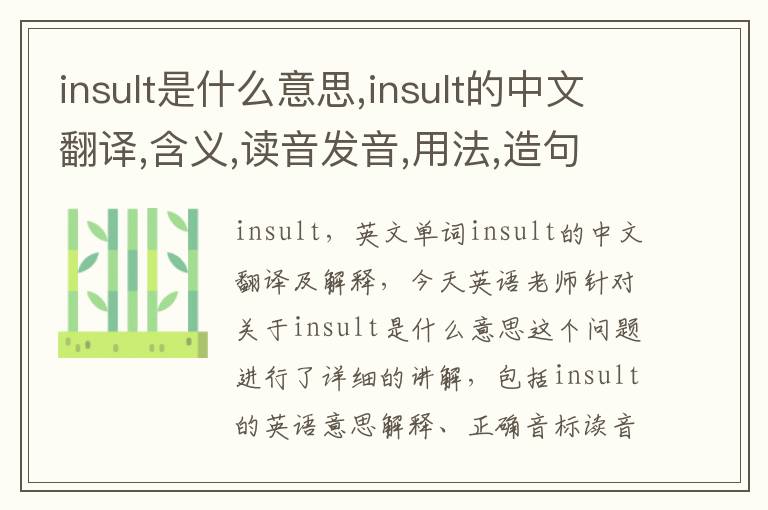 insult是什么意思,insult的中文翻译,含义,读音发音,用法,造句,参考例句