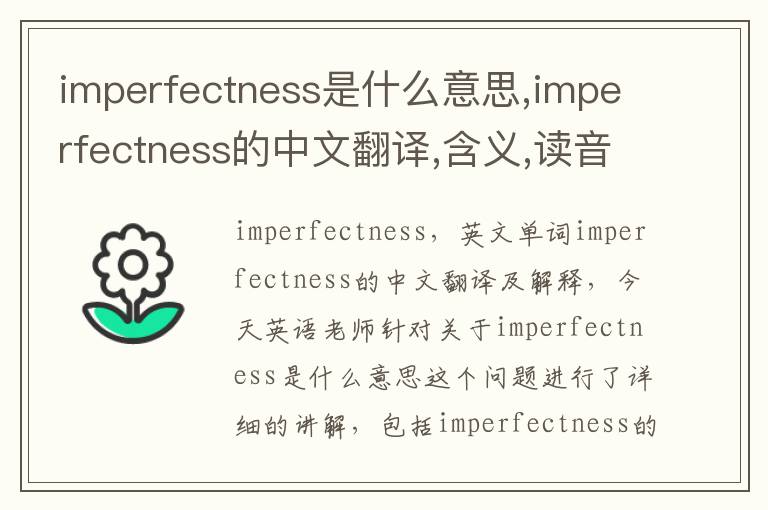 imperfectness是什么意思,imperfectness的中文翻译,含义,读音发音,用法,造句,参考例句