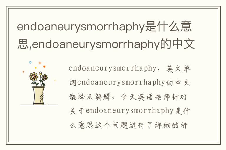 endoaneurysmorrhaphy是什么意思,endoaneurysmorrhaphy的中文翻译,含义,读音发音,用法,造句,参考例句