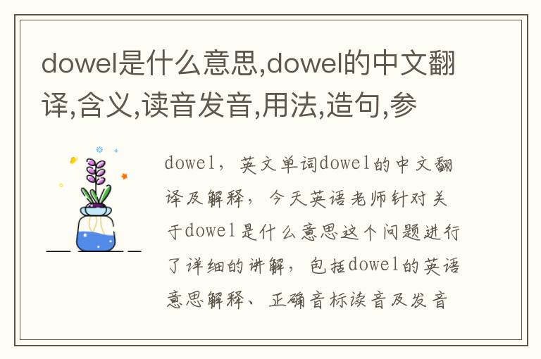 dowel是什么意思,dowel的中文翻译,含义,读音发音,用法,造句,参考例句