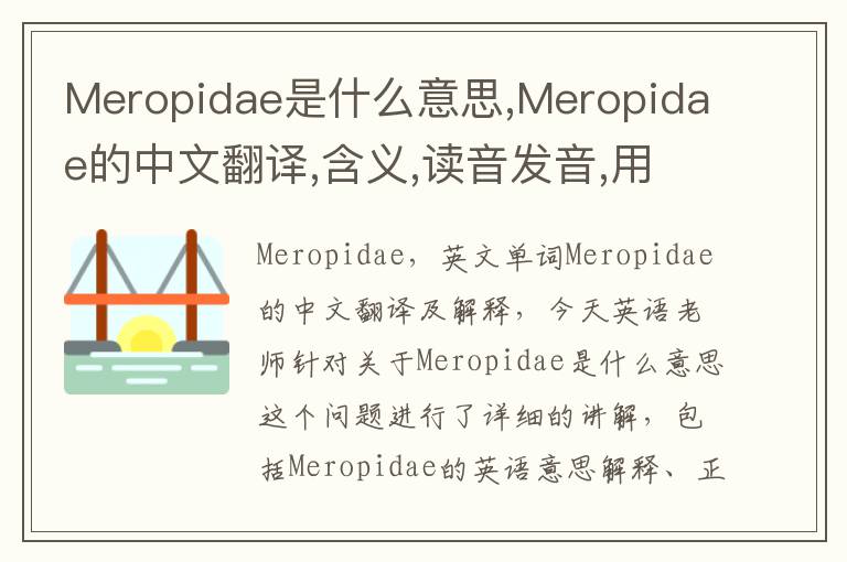 Meropidae是什么意思,Meropidae的中文翻译,含义,读音发音,用法,造句,参考例句