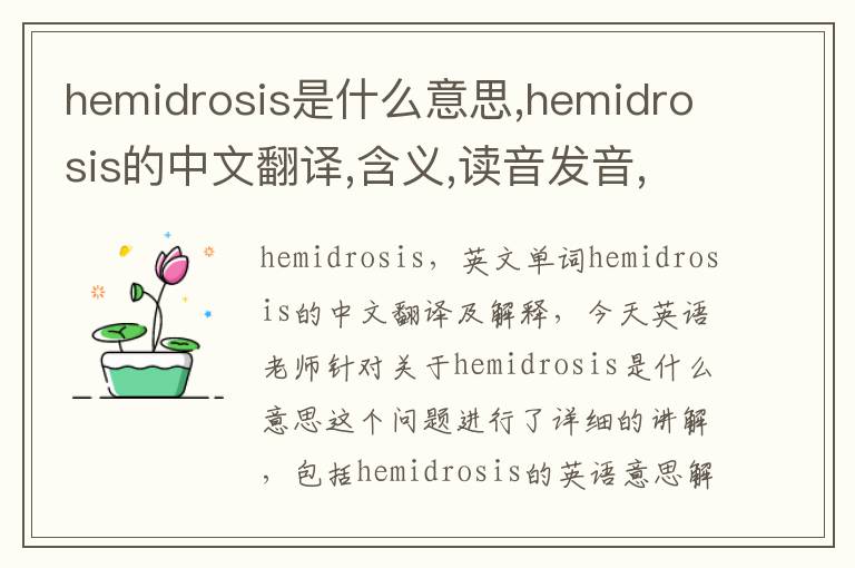 hemidrosis是什么意思,hemidrosis的中文翻译,含义,读音发音,用法,造句,参考例句