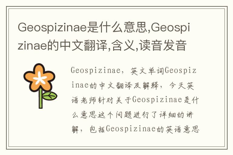 Geospizinae是什么意思,Geospizinae的中文翻译,含义,读音发音,用法,造句,参考例句