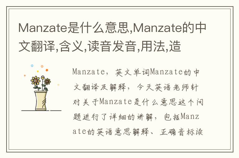 Manzate是什么意思,Manzate的中文翻译,含义,读音发音,用法,造句,参考例句