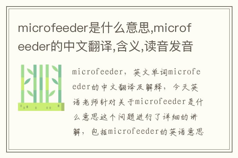 microfeeder是什么意思,microfeeder的中文翻译,含义,读音发音,用法,造句,参考例句