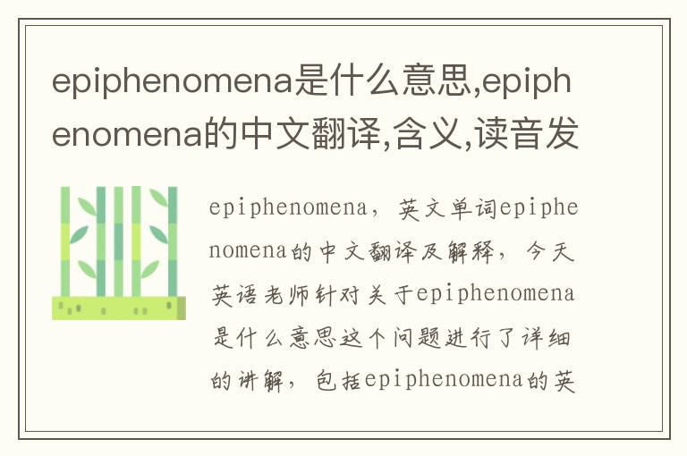 epiphenomena是什么意思,epiphenomena的中文翻译,含义,读音发音,用法,造句,参考例句