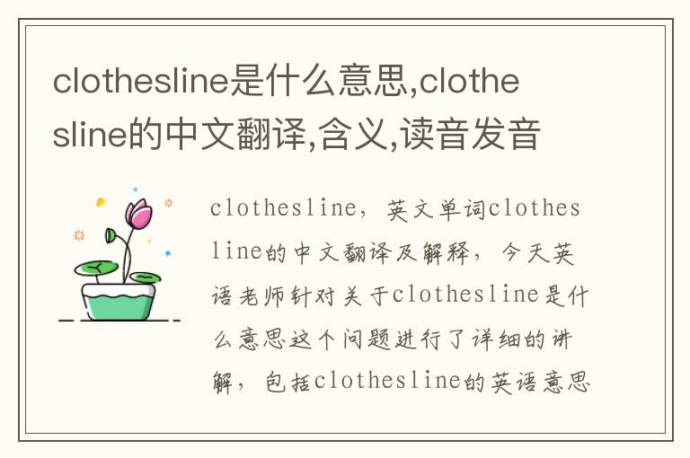 clothesline是什么意思,clothesline的中文翻译,含义,读音发音,用法,造句,参考例句