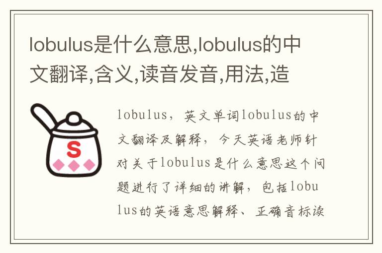 lobulus是什么意思,lobulus的中文翻译,含义,读音发音,用法,造句,参考例句