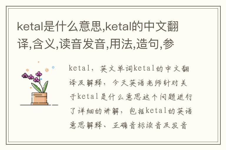 ketal是什么意思,ketal的中文翻译,含义,读音发音,用法,造句,参考例句