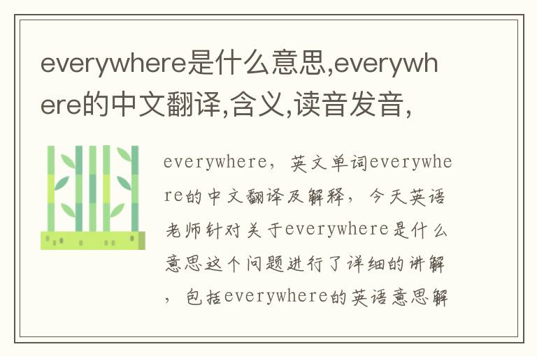 everywhere是什么意思,everywhere的中文翻译,含义,读音发音,用法,造句,参考例句