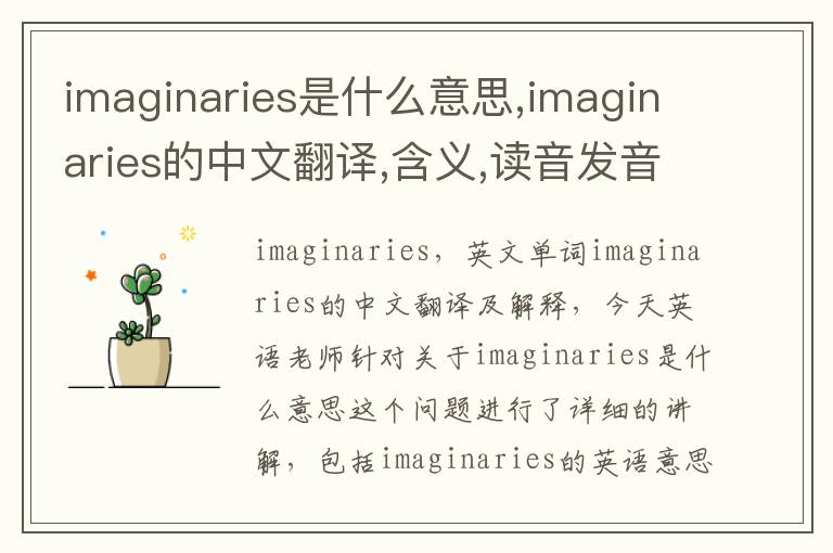 imaginaries是什么意思,imaginaries的中文翻译,含义,读音发音,用法,造句,参考例句