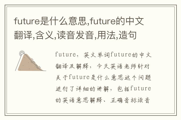 future是什么意思,future的中文翻译,含义,读音发音,用法,造句,参考例句