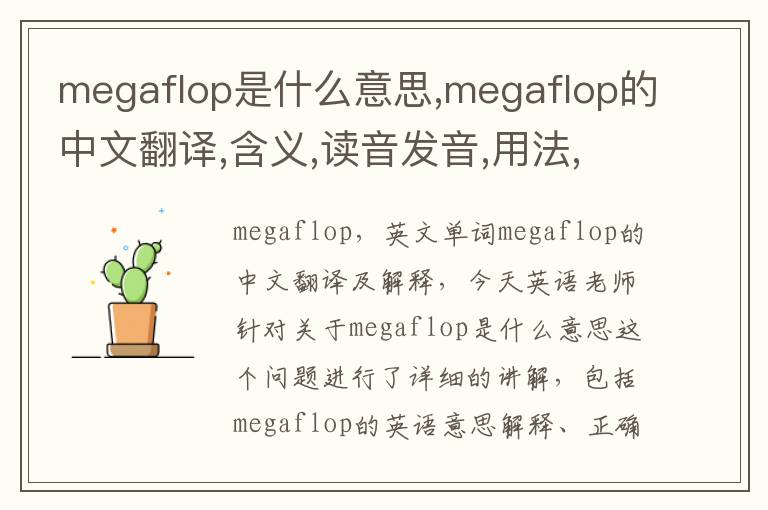 megaflop是什么意思,megaflop的中文翻译,含义,读音发音,用法,造句,参考例句