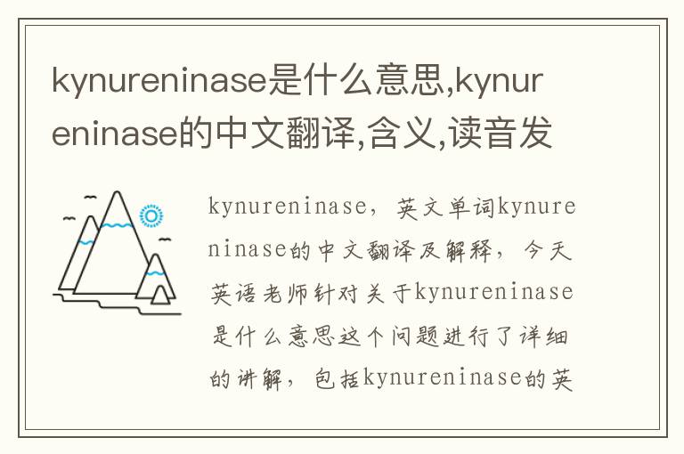 kynureninase是什么意思,kynureninase的中文翻译,含义,读音发音,用法,造句,参考例句