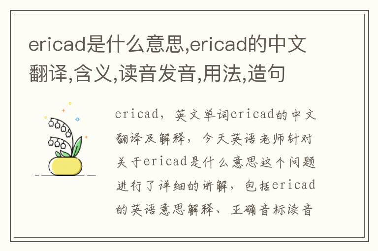 ericad是什么意思,ericad的中文翻译,含义,读音发音,用法,造句,参考例句