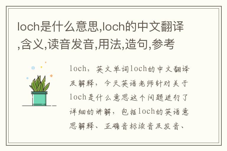 loch是什么意思,loch的中文翻译,含义,读音发音,用法,造句,参考例句