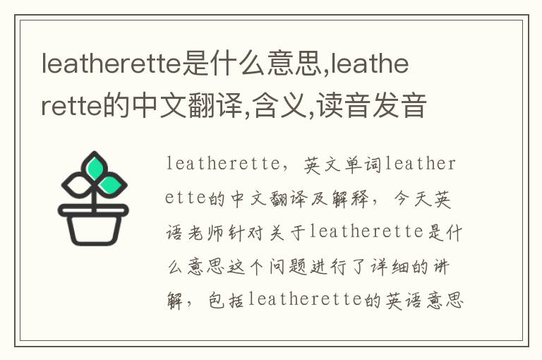 leatherette是什么意思,leatherette的中文翻译,含义,读音发音,用法,造句,参考例句