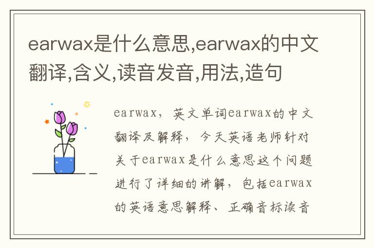 earwax是什么意思,earwax的中文翻译,含义,读音发音,用法,造句,参考例句