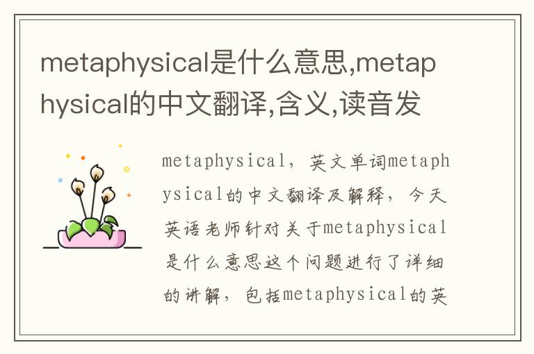 metaphysical是什么意思,metaphysical的中文翻译,含义,读音发音,用法,造句,参考例句