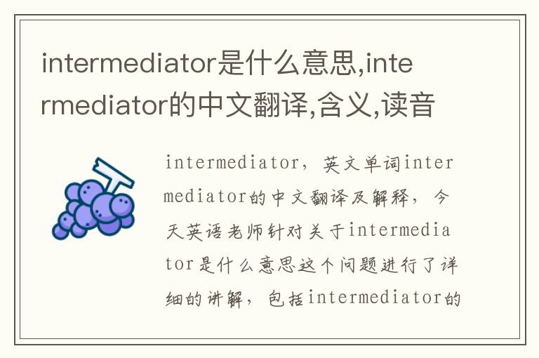 intermediator是什么意思,intermediator的中文翻译,含义,读音发音,用法,造句,参考例句