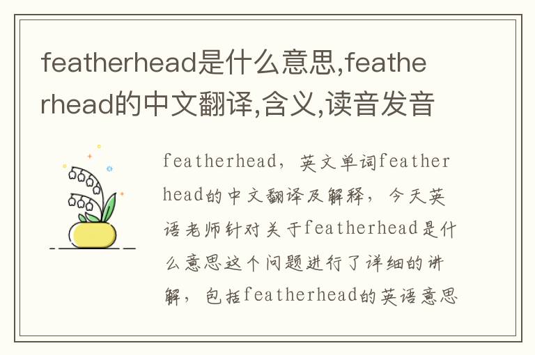 featherhead是什么意思,featherhead的中文翻译,含义,读音发音,用法,造句,参考例句