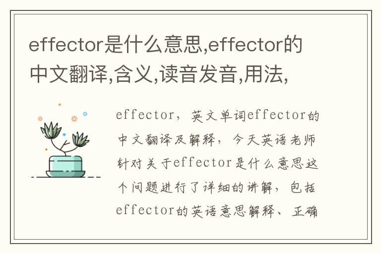 effector是什么意思,effector的中文翻译,含义,读音发音,用法,造句,参考例句