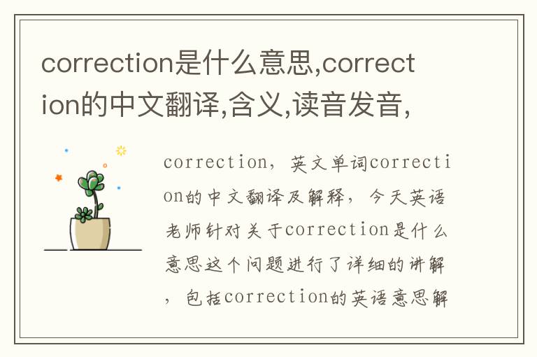 correction是什么意思,correction的中文翻译,含义,读音发音,用法,造句,参考例句