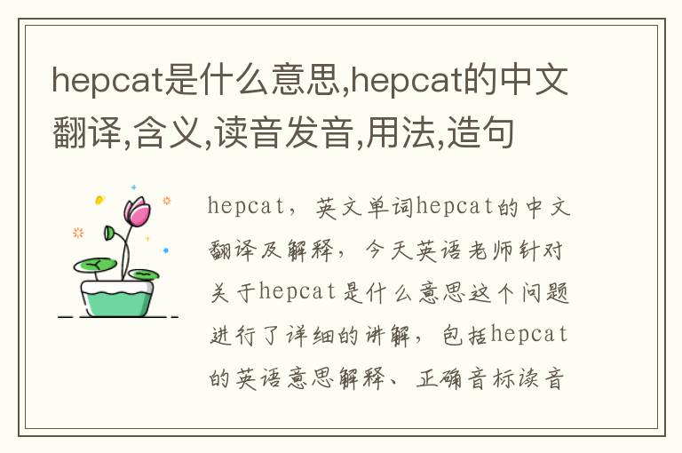 hepcat是什么意思,hepcat的中文翻译,含义,读音发音,用法,造句,参考例句