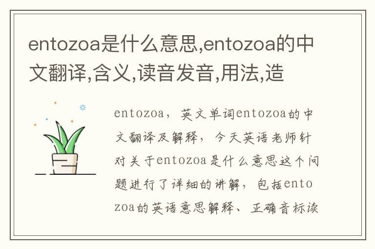 entozoa是什么意思,entozoa的中文翻译,含义,读音发音,用法,造句,参考例句