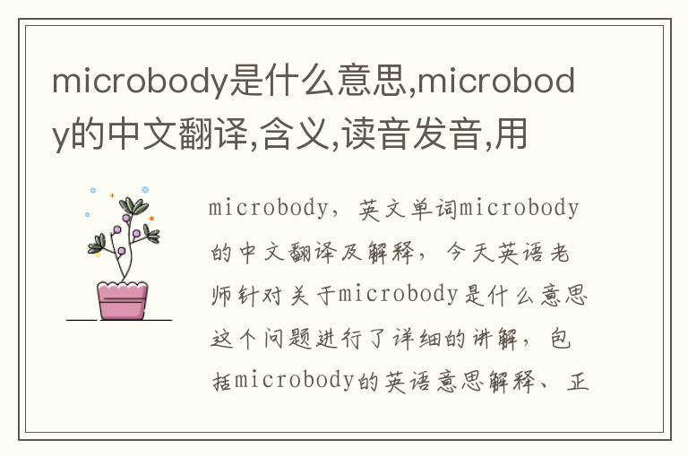 microbody是什么意思,microbody的中文翻译,含义,读音发音,用法,造句,参考例句