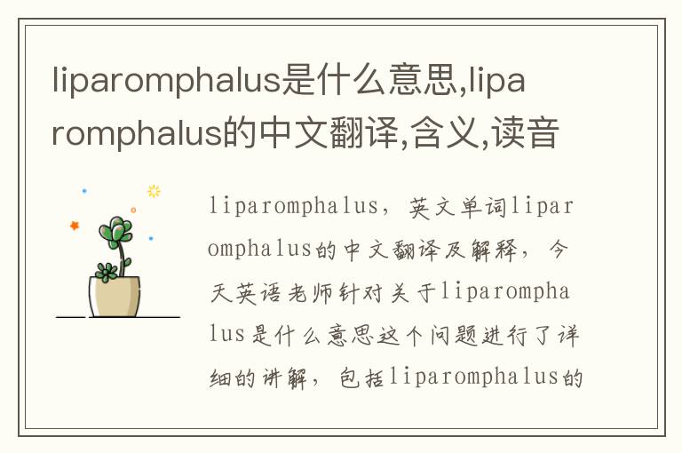 liparomphalus是什么意思,liparomphalus的中文翻译,含义,读音发音,用法,造句,参考例句