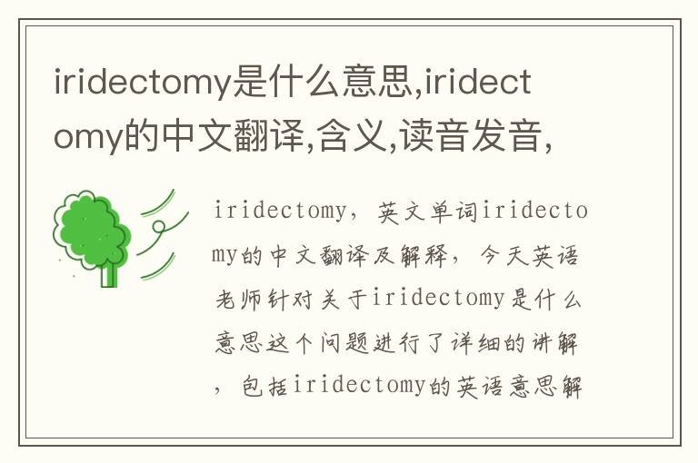 iridectomy是什么意思,iridectomy的中文翻译,含义,读音发音,用法,造句,参考例句