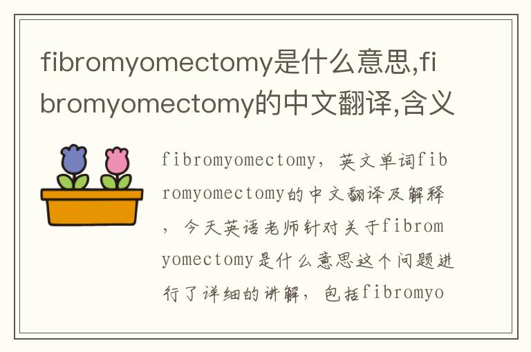 fibromyomectomy是什么意思,fibromyomectomy的中文翻译,含义,读音发音,用法,造句,参考例句