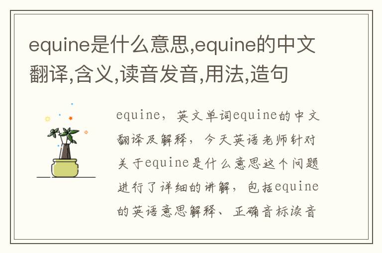 equine是什么意思,equine的中文翻译,含义,读音发音,用法,造句,参考例句