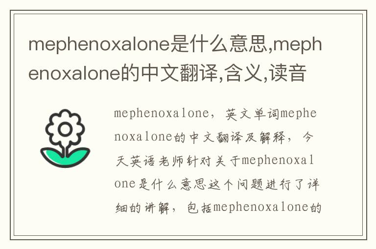 mephenoxalone是什么意思,mephenoxalone的中文翻译,含义,读音发音,用法,造句,参考例句