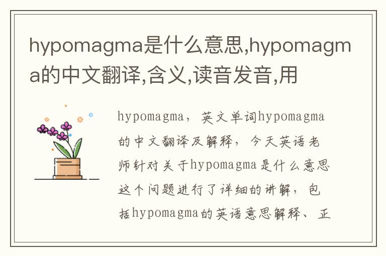 hypomagma是什么意思,hypomagma的中文翻译,含义,读音发音,用法,造句,参考例句