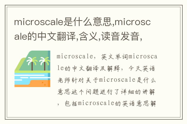 microscale是什么意思,microscale的中文翻译,含义,读音发音,用法,造句,参考例句