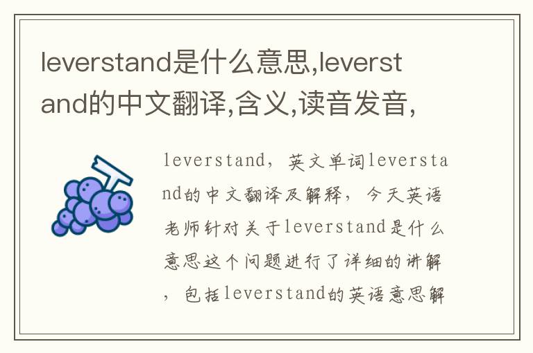 leverstand是什么意思,leverstand的中文翻译,含义,读音发音,用法,造句,参考例句