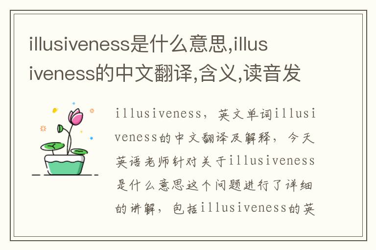 illusiveness是什么意思,illusiveness的中文翻译,含义,读音发音,用法,造句,参考例句