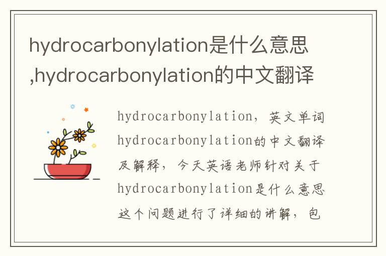 hydrocarbonylation是什么意思,hydrocarbonylation的中文翻译,含义,读音发音,用法,造句,参考例句