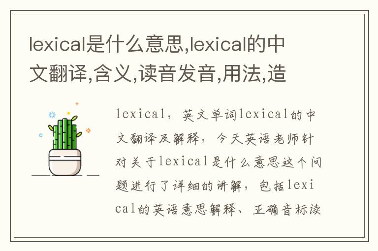 lexical是什么意思,lexical的中文翻译,含义,读音发音,用法,造句,参考例句