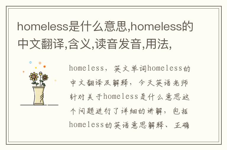 homeless是什么意思,homeless的中文翻译,含义,读音发音,用法,造句,参考例句