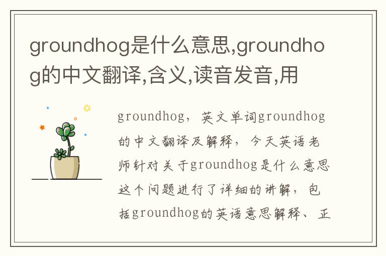 groundhog是什么意思,groundhog的中文翻译,含义,读音发音,用法,造句,参考例句