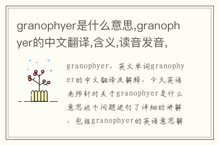 granophyer是什么意思,granophyer的中文翻译,含义,读音发音,用法,造句,参考例句