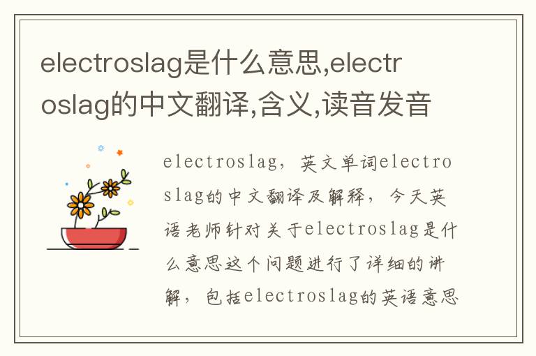 electroslag是什么意思,electroslag的中文翻译,含义,读音发音,用法,造句,参考例句