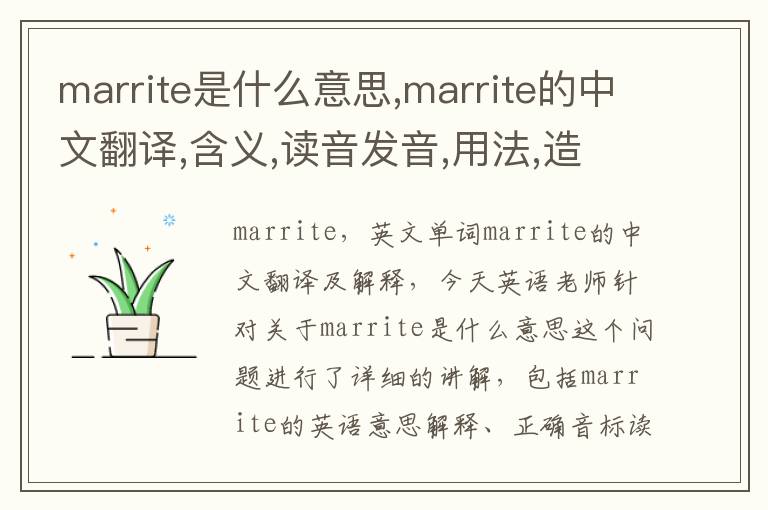 marrite是什么意思,marrite的中文翻译,含义,读音发音,用法,造句,参考例句