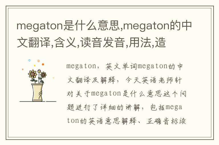 megaton是什么意思,megaton的中文翻译,含义,读音发音,用法,造句,参考例句