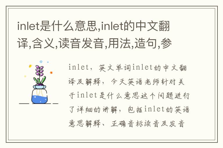 inlet是什么意思,inlet的中文翻译,含义,读音发音,用法,造句,参考例句