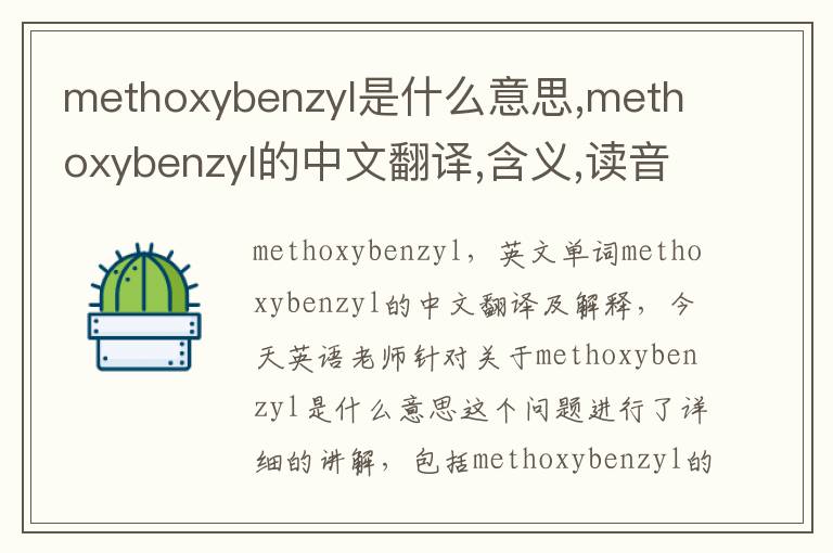 methoxybenzyl是什么意思,methoxybenzyl的中文翻译,含义,读音发音,用法,造句,参考例句